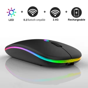 100PCS Wireless Mouse RGB Rechargeable Bluetooth-compatible Mice Computer LED Backlit Ergonomic Gaming Silent for Laptop PC