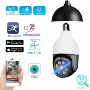 1080P 270 Rotate Auto Tracking Panoramic Camera Light Bulb Wireless Wifi PTZ IP Cam Remote Viewing Security E27 Bulb Interface
