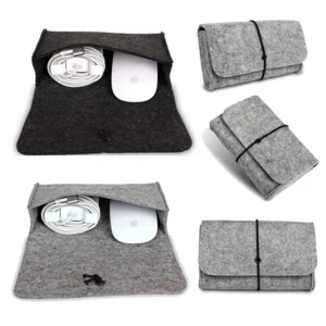 17X13 CM Wool Felt USB Mouse Bag for Macbook Air Pro Retina Xiaomi HP Asus 13 15 Mouse USB Charger Pouch Powerbank Storage Bag