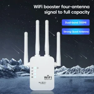 300M Wi Fi Router WiFi Repeater EU Plugs Standards 4 Antennas 2.4G/5G Dual Frequency Wireless Network Signal Amplifier Extenders