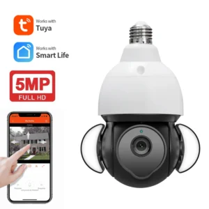 5MP E27 Light Bulb Camera Wifi Tuya Smart Home Tracking Security Protection Outdoor Video Surveillance Wireless Ip Cctv