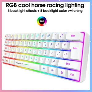 61-Keys Gaming Membrane Keyboard RGB Lighting Portable Wired Keyboard Ergonomic High And Low Keys Computer Peripherals Gifts kid