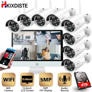 8CH Screen NVR 5MP Wireless Camera System Audio Record Outdoor Waterproof P2P Wifi Security IP Camera Set Video Surveillance Kit