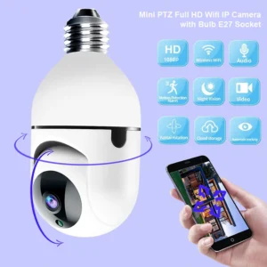 HD 1080P Camera Light Bulb Wireless Wifi PTZ IP Camera 360° Rotate Auto Track Remote Viewing Security Surveillance Ycc365plus