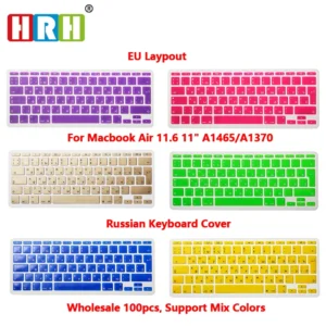 HRH 100pcs/Lot EU UK Russian Letter Alphabet Soft Silicone Keyboard Protector Flim Cover Skin For MacBook Air 11.6 Inch 11″