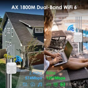 High Power Long Range Outdoor Weatherproof Wireless WIFI Extender/AP/Repeater Wifi 6 AX1800/AC1200 Dual Band 2.4G&5Ghz Booster