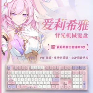 In Stock Mihoyo Offical Honkai Impact 3 Elysia Backlit Mechanical Keyboard Computer Game Keyboard Anime Toy For Kids Gifts