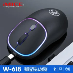 Inew MICE 7-color Luminous Rechargeable Wireless Mice Bluetooth Dual-mode Mute Wireless Mouse For Home/Office Laptop Desktop