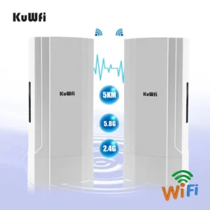 KuWFi Wireless Bridge Outdoor 1200Mbps Wifi Repeater/AP/CPE Router PTP 5KM High Power 2.4&5.8G Extender WiFi for IP Camera 48V