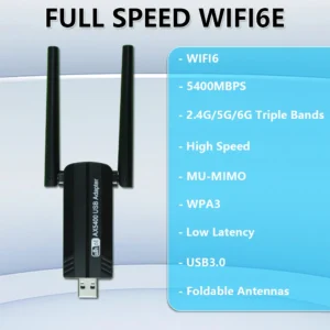 OPTFOCUS USB WIFI6 E Adaptor 5400Mbps ax with Antena wi fi Dongle USB 3.0 Adaptador Wireless wifi Adaptador Para PC Network Card