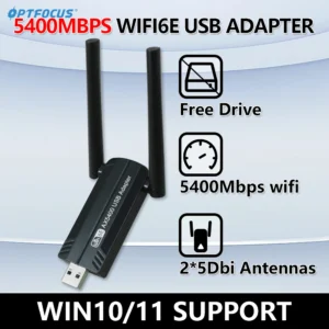 OPTFOCUS USB WIFI6 E Adaptor 5400Mbps ax with Antena wi fi Dongle USB 3.0 Adaptador Wireless wifi Adaptador Para PC Network Card