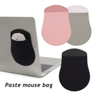 Portable Mouse Storage Bag Mouse Holder For Laptop Reusable Adhesive Mouse Pouch Elastic Mouse Bag For Wireless Mouse For Home