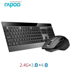 Rapoo Multi-mode Wireless Slim Metal Keyboard & Rechargeable Laser Mouse Combo Bluetooth 3.0/4.0 & 2.4G Switch between 4 Devices