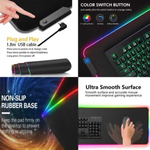 Scenery Desk Gadgets Office Laptop Accessories Mouse Pad with Backlight 800×300 XXL Organization Aesthetic Rgb Led Art Playmats