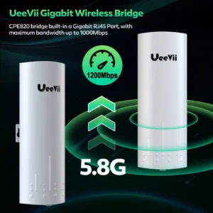UeeVii CPE820 5.8G Wifi Repeater 1200bps Wireless Outdoor Bridge Router Point to Point Signal Amplifier Increases Wifi Range 3KM