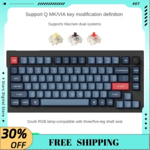 V1MAX Mechanical Keyboard Wireless Three-mode Bluetooth Hot-swappable Gasket Customized 82-key VIA Key RGB PC E-sports Keyboard