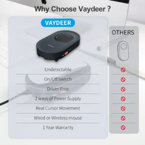 VAYDEER Mouse Jiggler Mouse Mover Mouse Movement Simulator with ON/OFF Switch for Computer Awakening