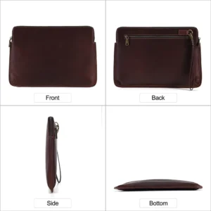 Vintage Crazy Horse Leather Laptop Sleeve Case for MacBook Pro 14.2 Air 13.3 Retro Wrist Tablet Pouch Case Accessories