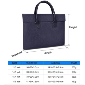 Viviration Womens Handbag Laptop Accessories Canvas Large Capacity Notebook Bussiness Cover Case Bag For Macbook Pro 13 14 15 16