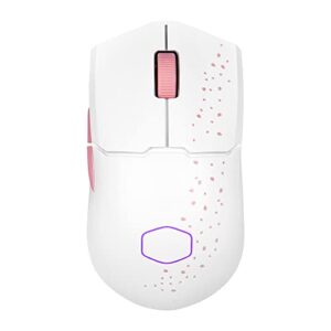 Cooler Master MM712 Sakura Wireless Gaming Mouse Pink|White, Adjustable 19,000 DPI, Palm|Claw Grip, 2.4GHz|Bluetooth, PixArt Optical Sensor, Ultraweave Cable, PTFE Feet, RGB Lighting (MM-712-WWOH2)