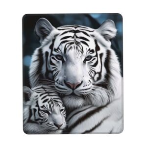 White Tiger Print Mouse Pad Non-Slip Rubber Base Mousepads Cute Computer Mouse Mat for Laptop Computers Office Desk Accessories 7 x 8.6 in