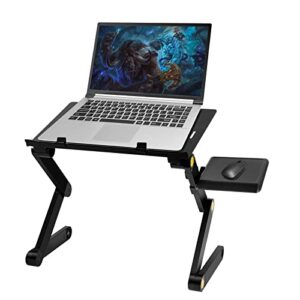Adjustable Laptop Stand, Uten Laptop Desk for up to 17″ Laptops, Portable Laptop Table Stand for with 1 Strengthened CPU Fans, Detachable Mouse Pad, Ergonomic Lap Desk, Office Stands(Black)