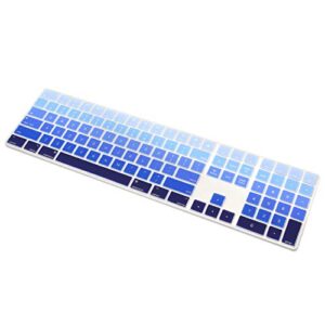 ProElife Ultra Thin Silicone Full Size Keyboard Cover Skin for 2017 2018 Apple iMac Magic Keyboard with Numeric Keypad MQ052LL/A A1843 US Layout (Item Folded in Packaging) (Ombre Blue)