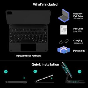 typecase Edge Keyboard Case for iPad Pro 11 & iPad Air 4/5 | Magic-Style | Trackpad | Backlit | BT | Thin & Light | Case with Keyboard for 11-inch Pro & 10.9-inch Air 5th/4th Generation (Black)