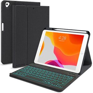 iPad 9th/8th/7th Generation Keyboard Case 10.2 inch 2021/2020/2019, iPad Pro 10.5-inch Case with Keyboard,iPad Air 3 2019, 7 Color Backlit Removable Bluetooth Wireless Folio Case(Black)