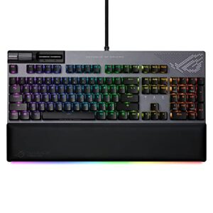 ASUS ROG Strix Flare II Animate 100% RGB Gaming Keyboard – Hot-swappable, ROG NX Blue Linear Switches, Customizable LED Display, PBT Keycaps, Acoustic Dampening Foam, Media Controls, Wrist Rest