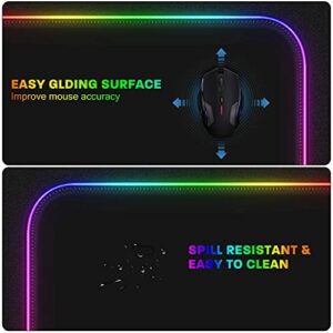 YXLILI Mouse Pad Gaming Large Mouse Pads for Keyboard and Mouse Extended RGB Mouse Mat, 12 Lighting Modes, Waterproof, Non-Slip Rubber Base XXL Mousepads for Desk Computer PC Laptop-31.5 X 12inches