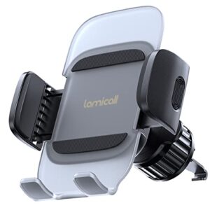 Lamicall Car Phone Holder Vent – Upgraded Spring Clip [Big Phone Friendly] Air Vent Cell Phone Holders for Your Car Mount Automobile Hands Free Cradle for iPhone 15 14 13 Pro Max Smartphone
