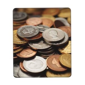 Currency Coin Print Mouse Pad Non-Slip Rubber Base Mousepads Cute Computer Mouse Mat for Laptop Computers Office Desk Accessories 7 x 8.6 in