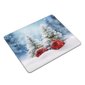 Xmas Tree Balls SnowMouse Pad Non-Slip Rubber Base with Stitched Edge Mouse Mat Portable Mouse Pads Gaming Mouse Pad for Wireless Mouse Home Office Mousepad Desk Accessories