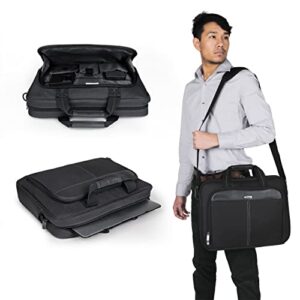 Targus 15-16 Inch Classic Slim Laptop Bag, Black – Ergonomic Briefcase and Messenger Bag – Spacious Foam Padded Laptop Bag for 16″ Laptops and Under (TCT027US)