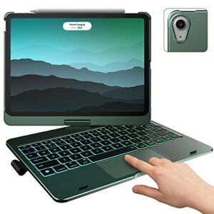 typecase Touch Keyboard Case for iPad Air 5th Generation 2022 (10.9″), Touchpad, 360 Rotatable, 10 Colors Backlight, Wireless Keyboard Cover with Pencil Holder for iPad Air 4th Gen – Midnight Green