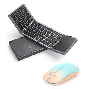 seenda Foldable Keyboard and Mouse for Travel, Folding Bluetooth Keyboard Mouse Combo for Business Trips, Three Bluetooth Rechargeable Portable Keyboard Mouse for Laptop iPad Tablets