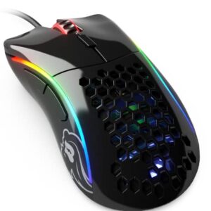 Glorious Gaming Model D- (Minus) Wired Gaming Mouse – 61g Superlight Honeycomb Design, RGB, Ergonomic, Pixart 3360 Sensor, Omron Switches, PTFE Feet, 6 Buttons – Glossy Black