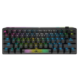 Corsair K70 PRO MINI WIRELESS RGB 60% Mechanical Gaming Keyboard (Fastest Sub-1ms, Swappable CHERRY MX Speed Keyswitches, Aluminum Frame, PBT Double-Shot Keycaps) QWERTY, NA Layout – Black