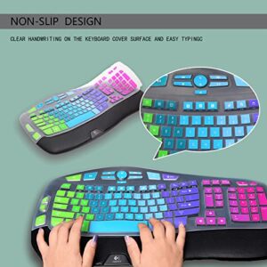 Keyboard Cover for Logitech K350 MK550 MK570 Wireless Wave Keyboard,Colorful Silicone Keyboard Protector Skin for Logitech K350 MK550 MK570 Ergonomic Keyboard Protective Accessories(Utra-Thin)
