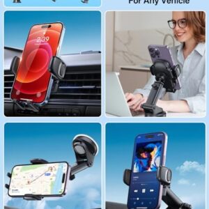 MEMOFO Car Phone Holder【Military Grade Suction Ultra Strong Base】 Phone Mount for Car Windshield Dashboard Air Vent Universal【Thick Cases Friendly】 for iPhone, Samsung, Google (B)