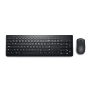 Dell Wireless Keyboard and Mouse – KM3322W, Wireless – 2.4GHz, Optical LED Sensor, Mechanical Scroll, Anti-Fade Plunger Keys, 6 Multimedia Keys, Tilt Leg – Black