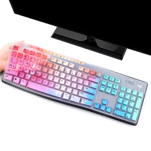 Keyboard Cover Skin Protector Fit Logitech MK295 MK275 MK270 Keyboard, Logitech K200 K260 K270 MK200 MK260 Ultra Thin Desktop PC Silicone Keyboard Cover-Colorful