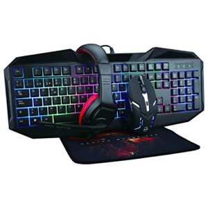 Supersonic SC-440GK 4 in 1 RGB Color Gaming Kit USB Gaming Keyboard, 6D Glowing Mouse, Mouse Pad and Headset Gaming Bundle for Gamer/Computer PC Game/PS4/PS5/XBox -Stylish & Durable Design