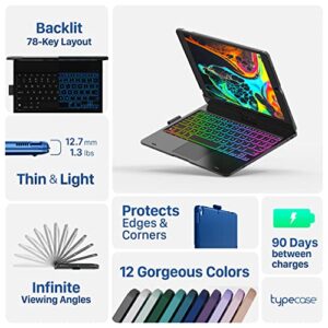 typecase Touch for iPad 9th Generation Case with Keyboard (10.2″, 2021),Multi-touch Trackpad,10 Color Backlight, 360° Rotatable, Thin & Light for 8th Gen (2020),7th Gen (2019), Air 3,Pro 10.5 (Black).