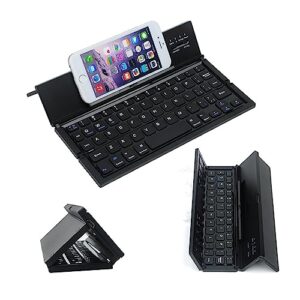 MOSHOU Foldable Wireless Keyboard, Foldable Wireless Portable Keyboard with Stand, USB-C Rechargeable for iOS, Android, Windows System Laptop Tablet Smartphone Device (Black)