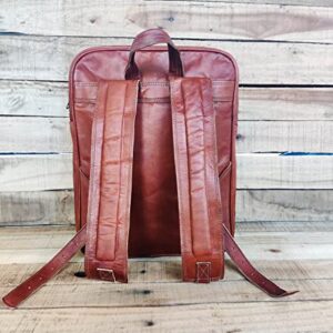 L & S Handmade Leather Backpack Vintage Daypack Travel 15.6 inches Laptop Bag for Men Women