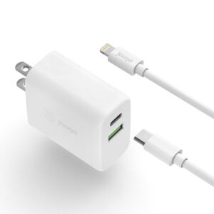Jaagd 20W Charger for iPhone and iPad, USB C and USB Dual Wall Charger Set with Type-C Lightning Cable Compatible with iPhone 14/13/13 Pro/13 Pro max/iPhone 12/12 Pro max/X and More