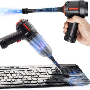 SHIDIAN Compressed Air Duster & Mini Vacuum Keyboard Cleaner 3-in-1, New Generation Canned Air Spray, Portable Electric Air Can, Cordless Blower Computer Cleaning Kit