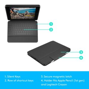 Logitech Rugged Folio – iPad (7th, 8th & 9th generation) Protective Keyboard Case with Smart Connector and Durable Spill-Proof Keyboard Black 7.4″ x 0.9″ x 10.2″